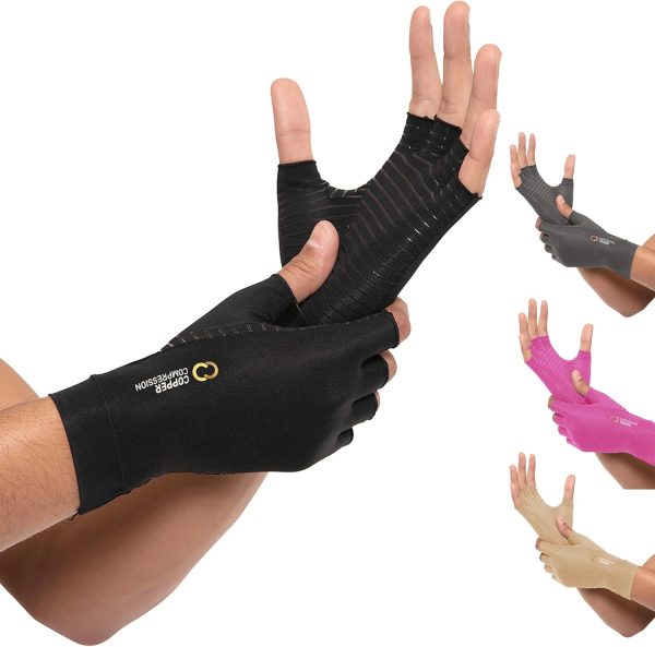 Copper Compression Arthritis Gloves | Fingerless Arthritis Carpal Tunn...