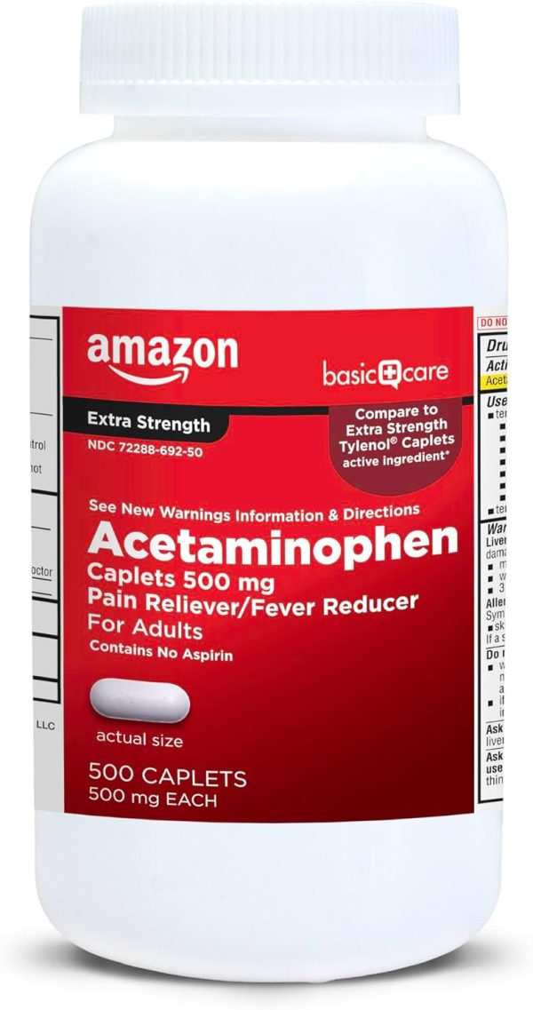 Amazon Basic Care Extra Strength Pain Relief, Acetaminophen Caplets, 5...