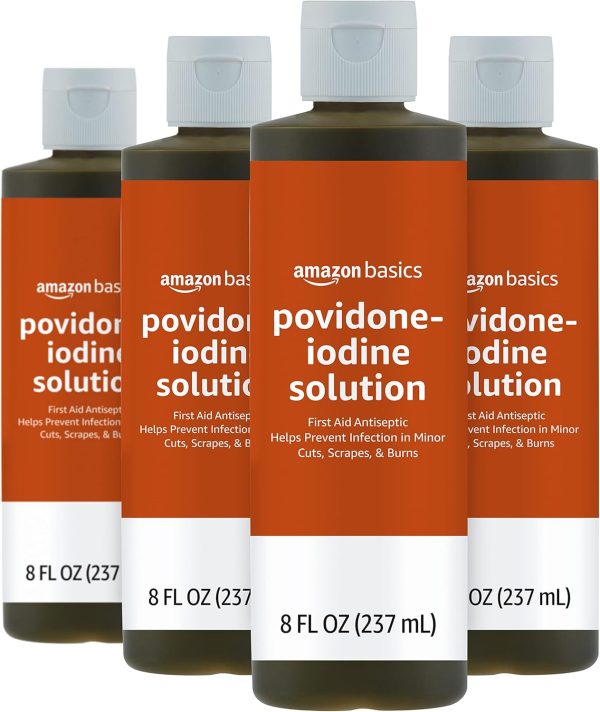 Amazon Basics First Aid Antiseptic, 10% Povidone Iodine Solution, 8 Fl...