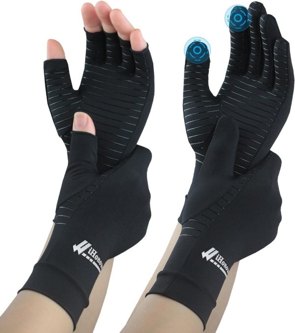 Big Mango 2 Pairs Pack Copper Arthritis Gloves, Compression Gloves for...