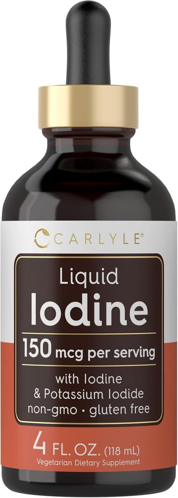 Carlyle Liquid Iodine Drops 4 fl oz | 150 mcg | Iodine & Potassium Iod...