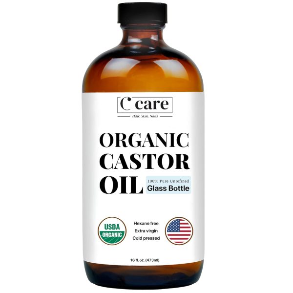 Castor Oil 100% Pure Organic Cold Pressed Unrefined Glass Bottle | USD...