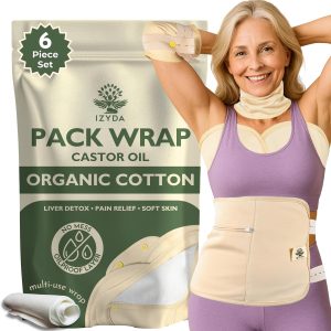 Castor Oil Pack Wrap Organic Cotton Flannel, 6 Pcs Castor Oil Wrap Com...