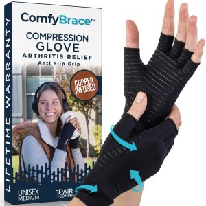ComfyBrace Copper Infused Compression Arthritis Gloves for Hand & Fing...