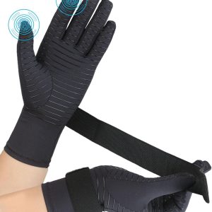 Copper Arthritis Gloves with Adjustable Wrist Strap for Women Men, Ful...