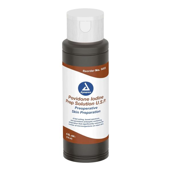 Dynarex Povidone-Iodine Prep Solution, Antiseptic Solution for Skin an...