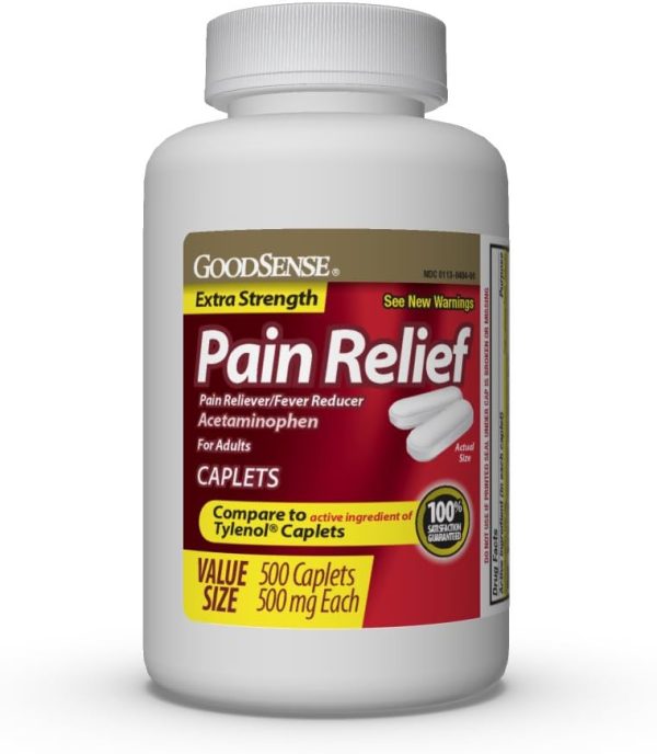 GoodSense Extra Strength Pain Relief, Acetaminophen Caplets, 500 mg, 5...