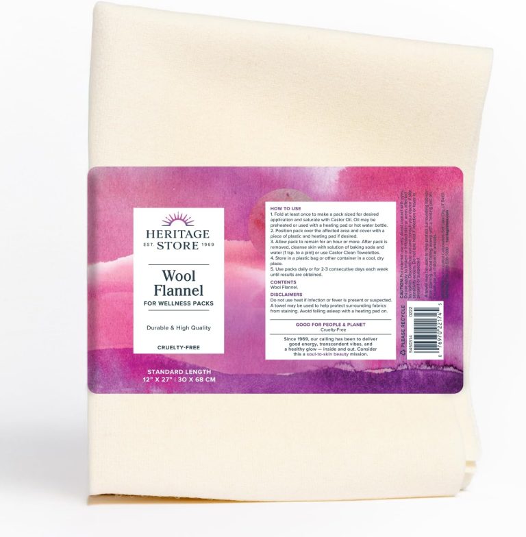 HERITAGE STORE Wool Flannel for Castor Oil Pack, Reusable & Highly Abs...