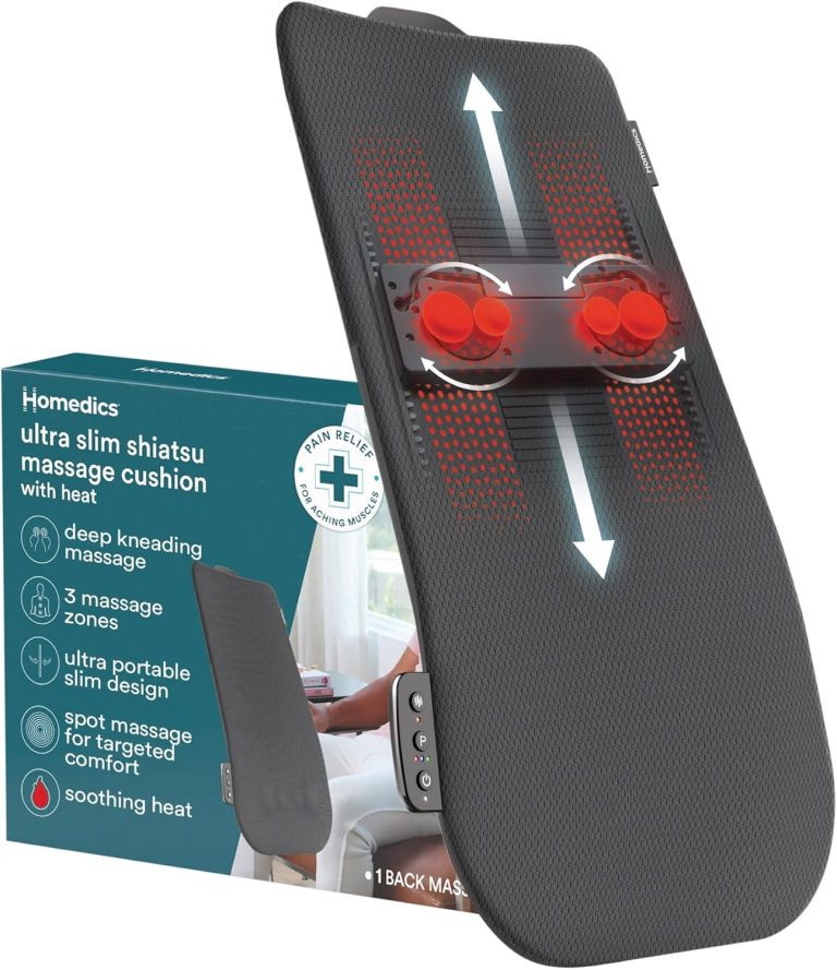 Homedics Ultra Slim Shiatsu Massage Cushion with Heat – Full Back Cove...