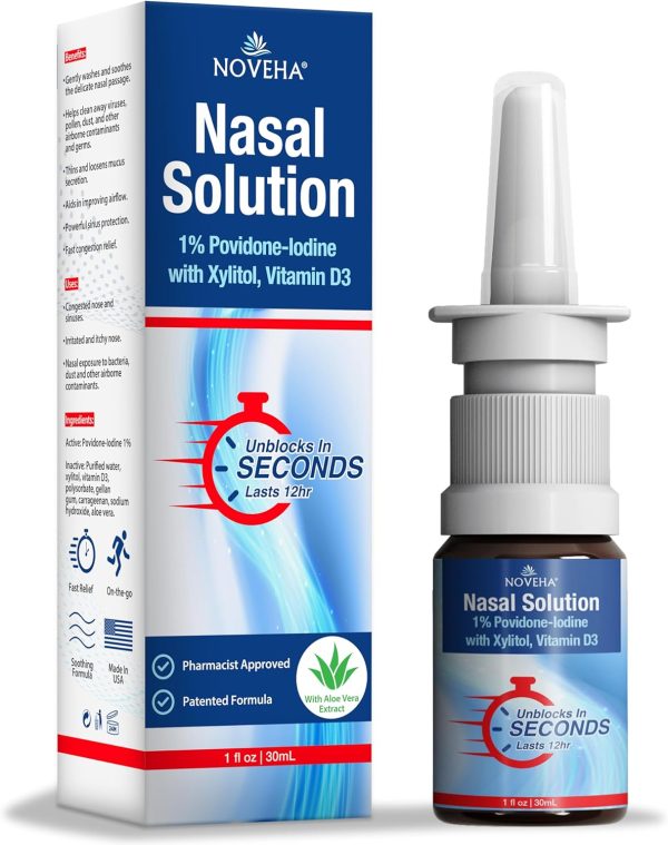 NOVEHA Nasal Spray- 1% Povidone-Iodine Spray, Vitamin D3, Aloe-Vera - ...