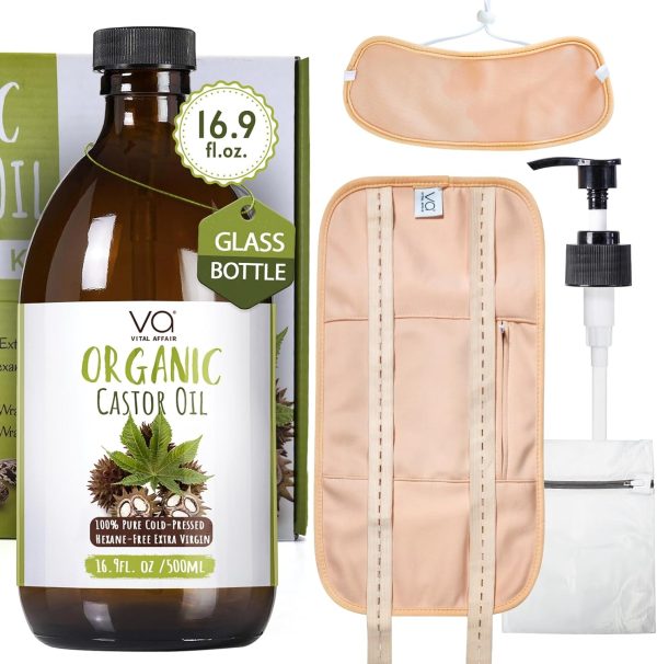 Pure Castor Oil Organic Cold Pressed Unrefined Glass Bottle-Castor Oil...