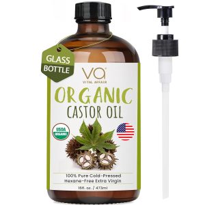 Pure Organic Cold Pressed Castor Oil - USDA Certified Unrefined Glass ...