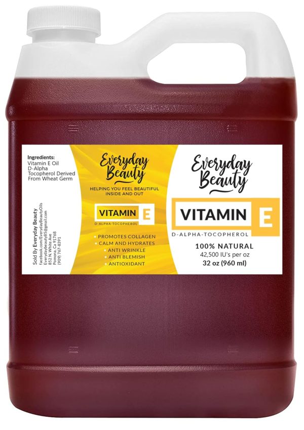 Pure Vitamin E Oil Bulk - 32 oz D-Alpha Tocopherol 100% Pure & All Nat...