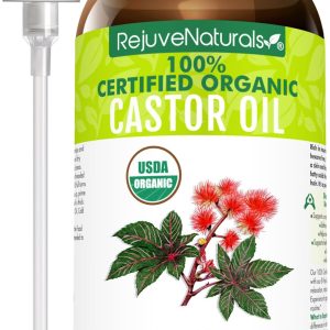 RejuveNaturals Castor Oil (16oz Glass Bottle) USDA Certified Organic, ...