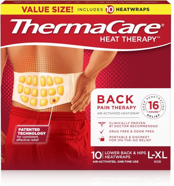 ThermaCare Advanced Back & Hip HeatWraps – Long-Lasting, Disposable He...
