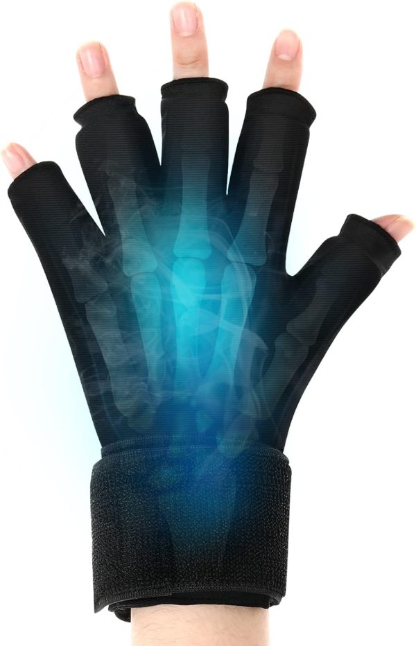 Tolaccea Finger Arthritis Compression Ice Glove for Pain Relief, Adjus...