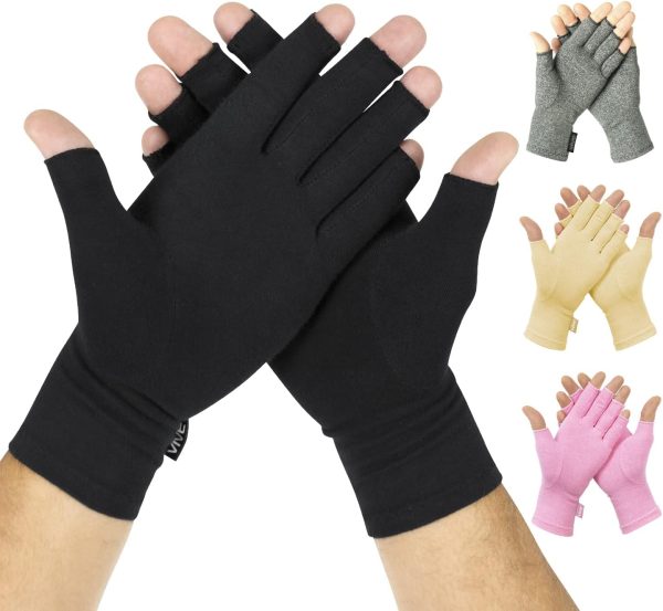 Vive Rheumatoid Arthritis Gloves - Men and Women Fingerless Compressio...