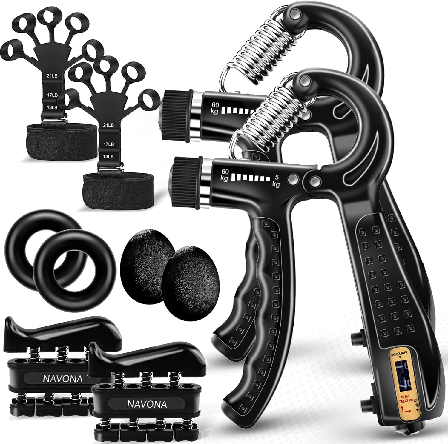 10 PCS Grip Strength Trainer Kit, Hand Gripper Strengthener, Forearm S...