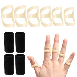 10Pcs Oval Finger Splints & Sleeves Kit, 6 Graduated Trigger Finger Sp...