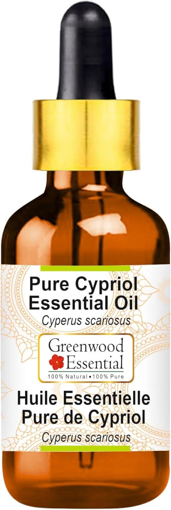 Pure Cypriol Essential Oil (Cyperus scariosus) with Glass Dropper Stea...