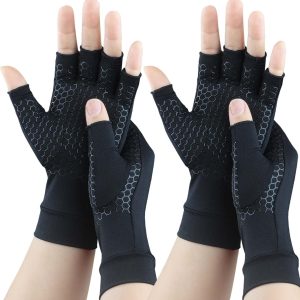 2 Pairs Copper Arthritis Gloves for Carpal Tunnel Pain Relief, Compres...