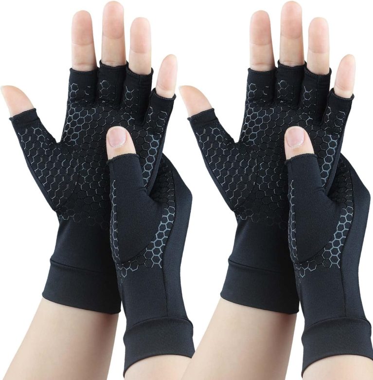 2 Pairs Copper Arthritis Gloves for Carpal Tunnel Pain Relief, Compres...
