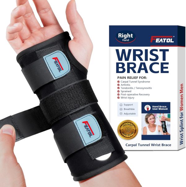 FEATOL Wrist Brace, FSA HSA Eligible Hand Brace, Carpal Tunnel Wrist S...