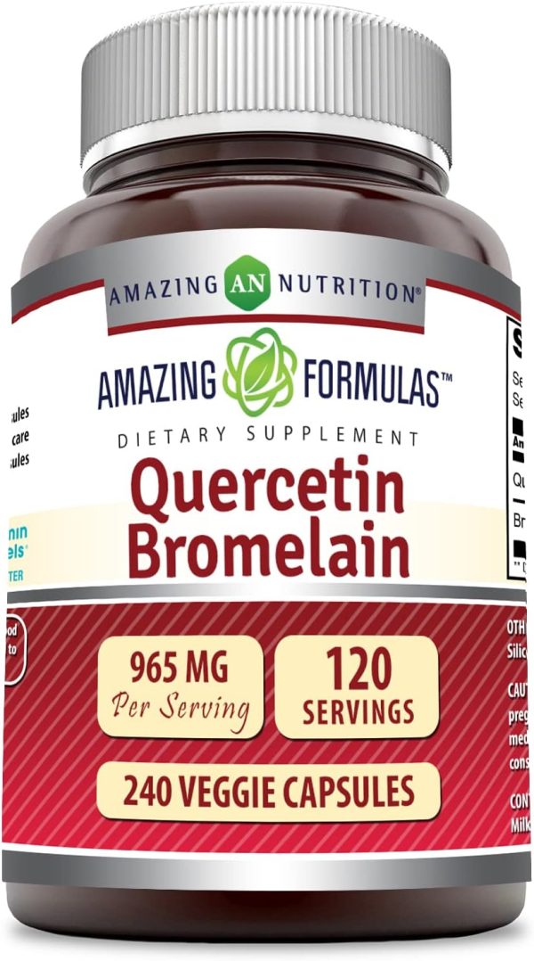 Amazing Nutrition Quercetin 800 Mg with Bromelain 165 Mg Veggie Capsul...