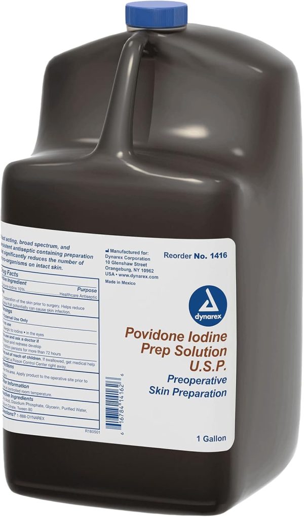 Dynarex Povidone-Iodine Prep Solution, Antiseptic Solution for Skin an...