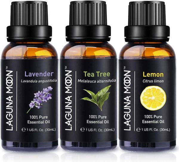 Pure Tea Tree, Lavender, Lemon Essential Oils - Top 3pc Oil Gift Set -...