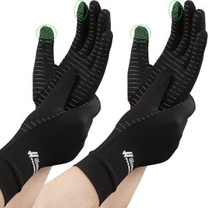 2-Pairs Pack Copper Full Finger Compression Gloves, Copper Arthritis G...