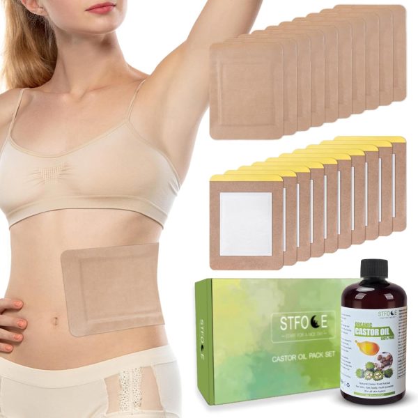 20pcs Castor Oil Pack Wrap, Organic Castor Oil Pack Self-Adhesive, 7.9...