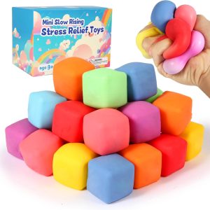 24 Pack Slow Rising Stress Cube , Dough Stress Balls Soft Fidget Squis...