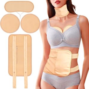 4 Pcs Castor Oil Pack Wrap Organic Cotton for Liver Detox, Stomach, Be...