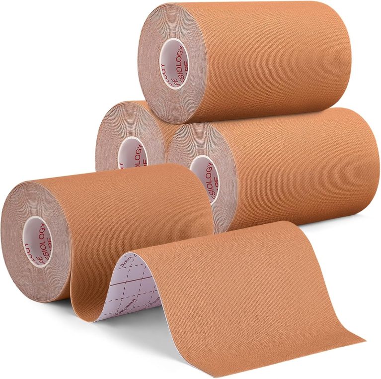 4 Rolls Kinesiology Tape, 4in x 5.5yd Extra Wide Breathable Muscle Sup...