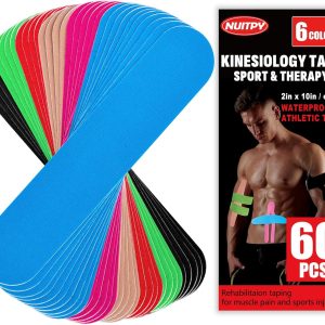 60PCS Precut Kinesiology Tape Strips, 6 Colors 2 inch x 10 inch Cotton...