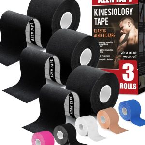 AZEN 3 Rolls Kinesiology Tape, 16.4 ft Waterproof Kinetic Tape for Joi...