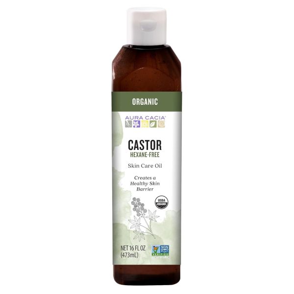 Aura Cacia Organic Castor Oil, 16 fl. oz., Skin Care, Hair Care, Massa...