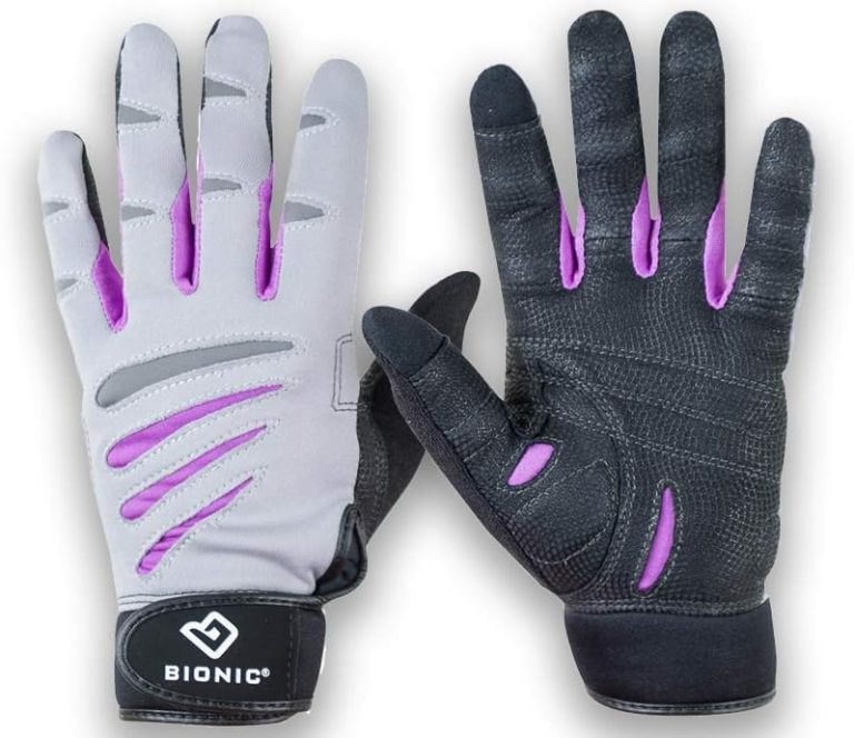 BIONIC Gloves Women's Premium Full Finger Fitness Gloves, Gray/Purple ...