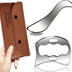 BYYDDIY 2 in 1 Stainless Steel Muscle Scraper Tools Set Gua Sha Massag...