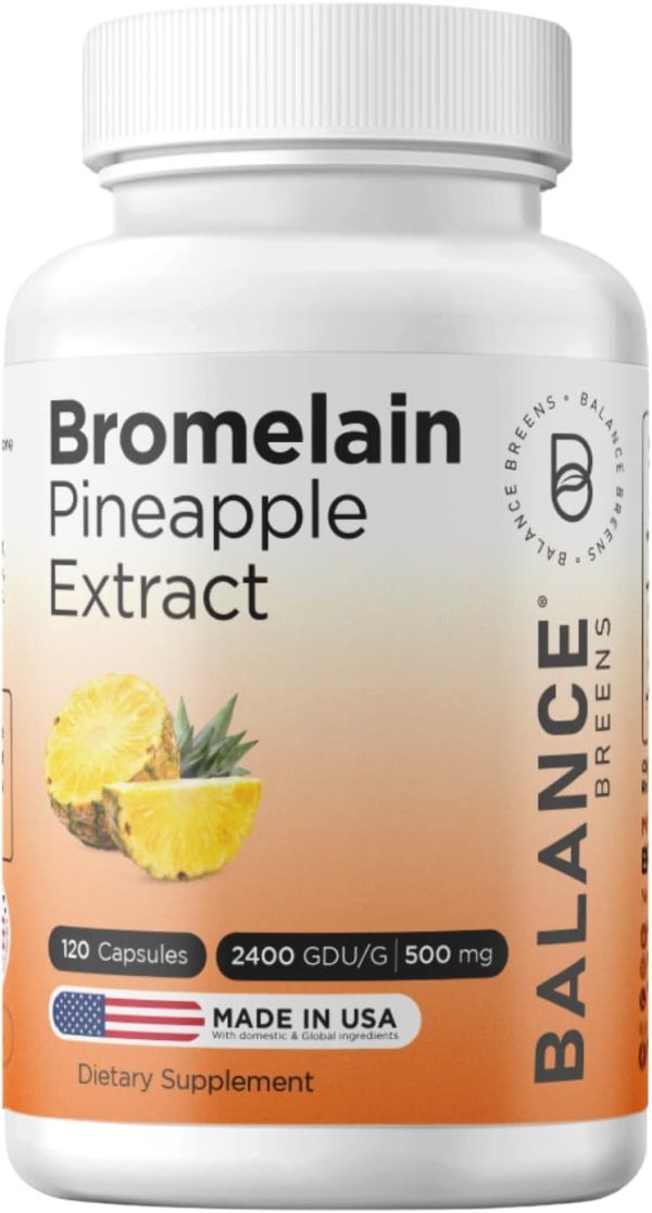 Balancebreens Bromelain 500mg, 120 Capsules - Pineapple Extract Digest...