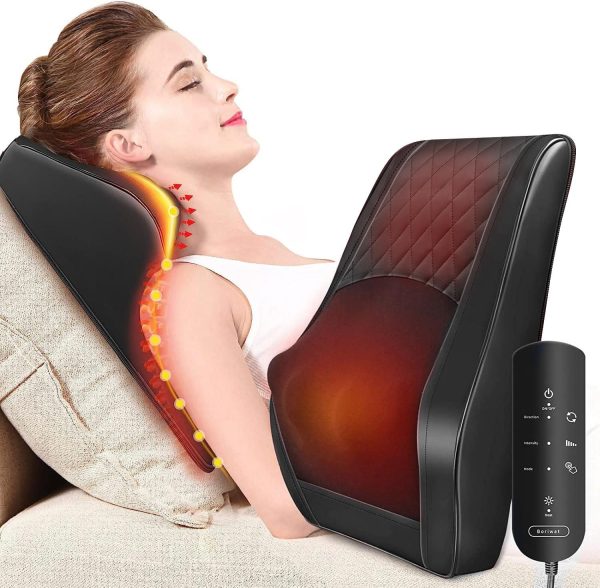 Boriwat Back Massager with Heat, 3D Kneading Massage Pillow for Back, ...