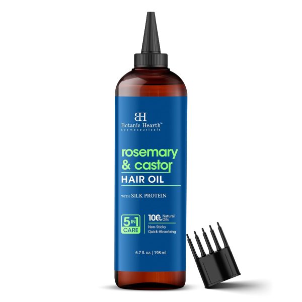 Botanic Hearth Rosemary & Castor Hair Oil (6.7 fl oz) | Nourishing and...