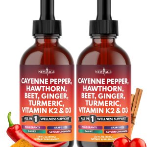 Cayenne Pepper Supplement Liquid Drops + Hawthorn Berry, Vitamin D3 K2...