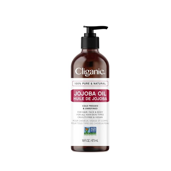 Cliganic Jojoba Oil Non-GMO, Bulk 16oz | 100% Pure, Natural Cold Press...