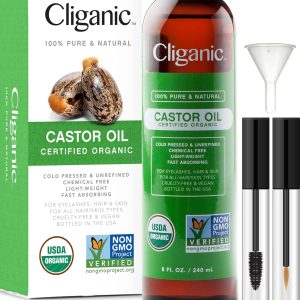 Cliganic USDA Organic Castor Oil, 100% Pure (8oz with Eyelash Kit) - F...