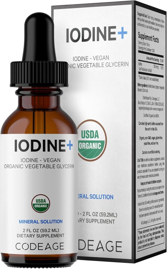 Codeage USDA Certified Organic Iodine Drops - 250 Mcg Per Serving - 1+...