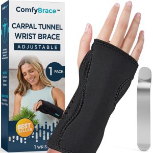 ComfyBrace® Carpal Tunnel Wrist Brace - with Splint and Palm Cushion -...