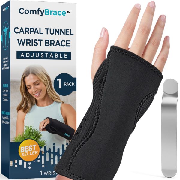 ComfyBrace® Carpal Tunnel Wrist Brace - with Splint and Palm Cushion -...