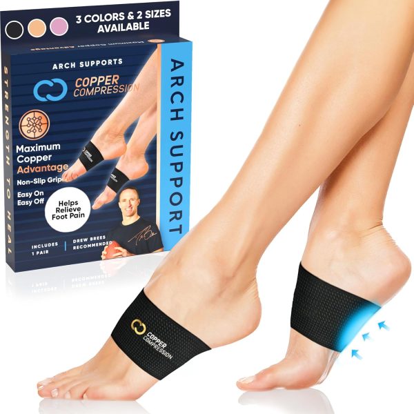 Copper Compression Copper Arch Support - 2 Plantar Fasciitis Braces/Sl...